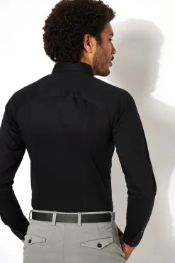 Heren overhemd lm casual zwart