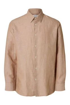 Heren overhemd lm casual bruin