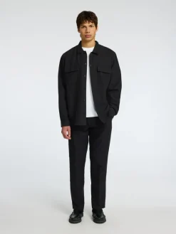 Heren overhemd lm casual zwart