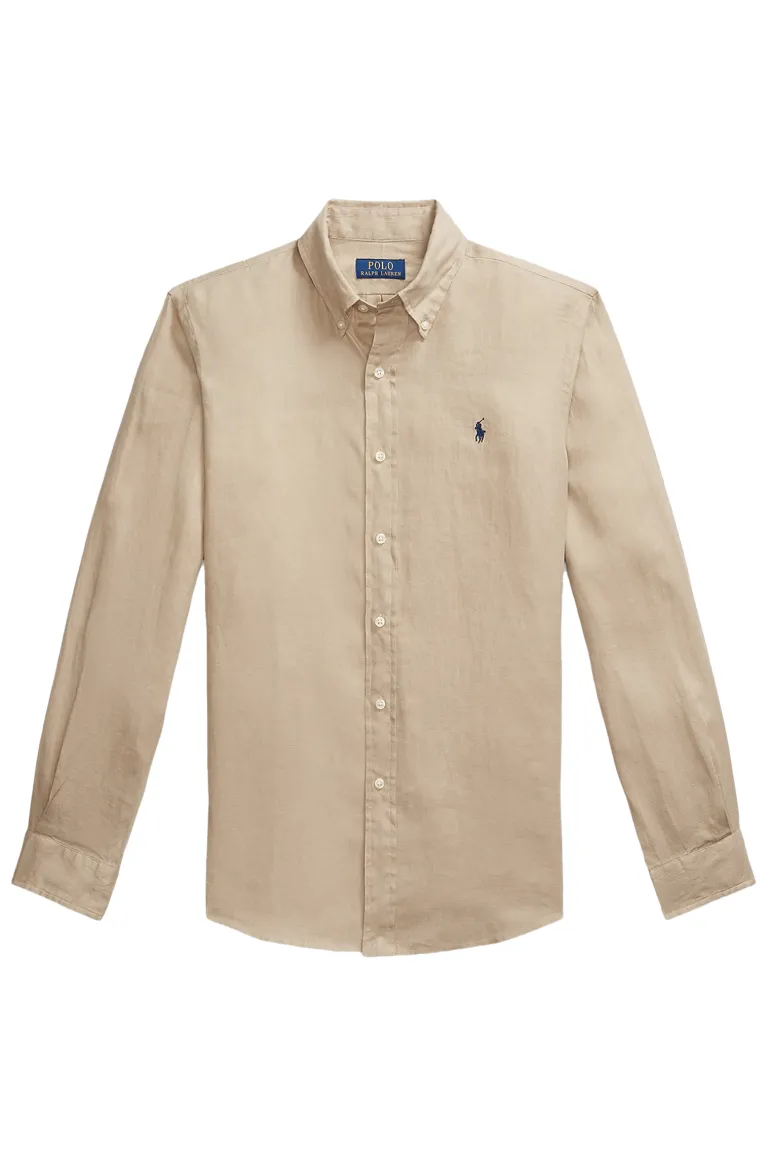 Heren overhemd lm casual bruin