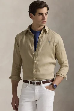 Heren overhemd lm casual bruin
