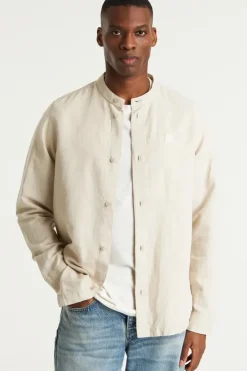 Heren overhemd lm casual bruin