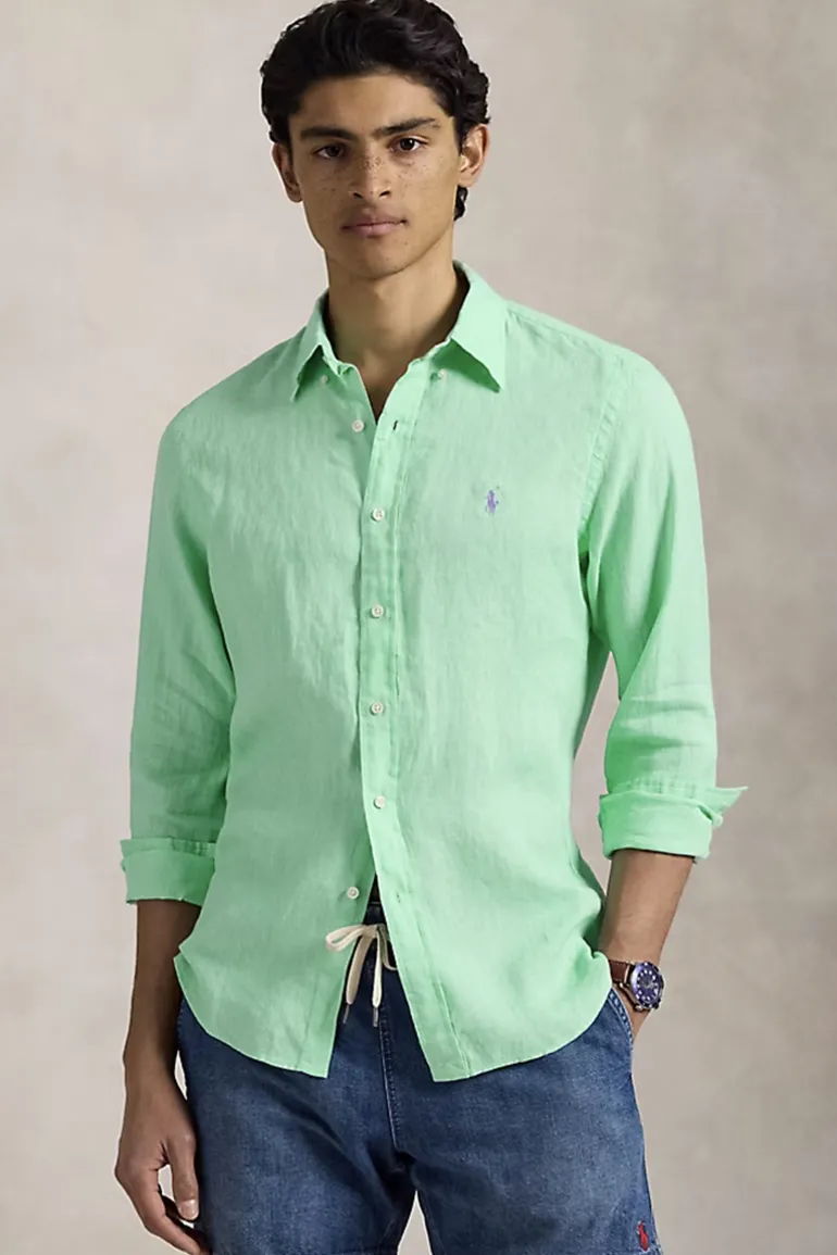 Heren overhemd lm casual groen