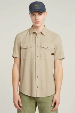 Heren overhemd lm casual bruin