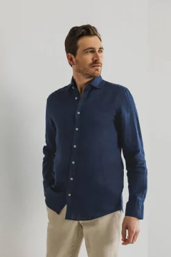 Heren overhemd lm casual blauw