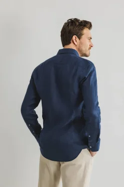 Heren overhemd lm casual blauw