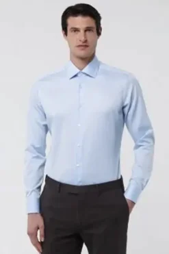 Heren overhemd lm dressual blauw