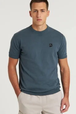 Heren polo korte mouw blauw