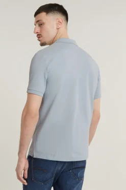 Heren polo korte mouw blauw
