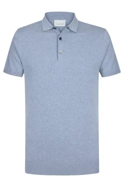 Heren polo korte mouw blauw