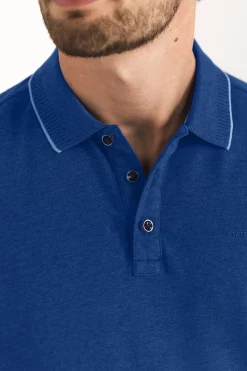 Heren polo korte mouw blauw