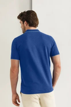 Heren polo korte mouw blauw
