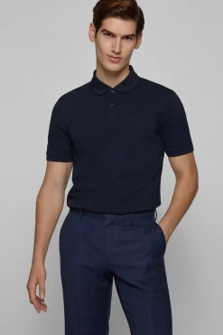 Heren polo korte mouw blauw