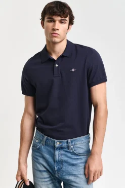 Heren polo korte mouw blauw