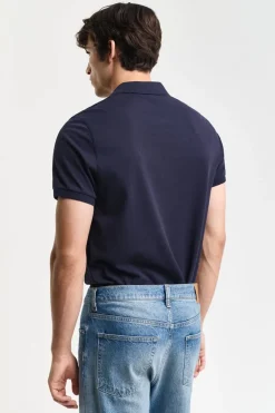 Heren polo korte mouw blauw