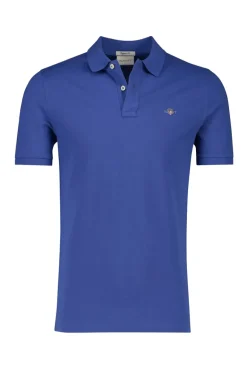 Heren polo korte mouw blauw