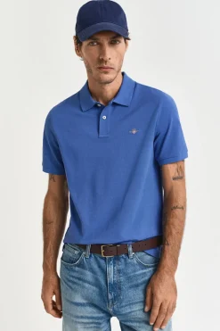 Heren polo korte mouw blauw