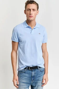Heren polo korte mouw blauw