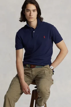 Heren polo korte mouw blauw