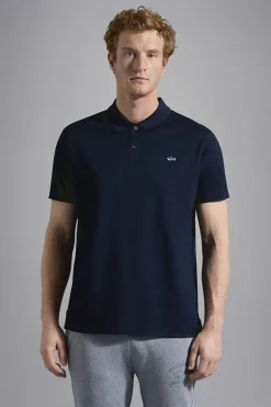 Heren polo korte mouw blauw