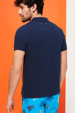 Heren polo korte mouw blauw