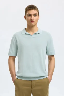 Heren polo korte mouw blauw