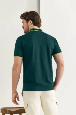 Heren polo korte mouw blauw