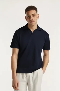Heren polo korte mouw blauw