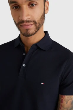 Heren polo korte mouw blauw