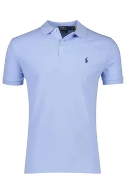 Heren polo korte mouw blauw