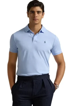 Heren polo korte mouw blauw