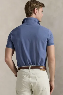 Heren polo korte mouw blauw