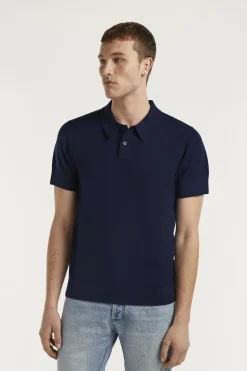 Heren polo korte mouw blauw