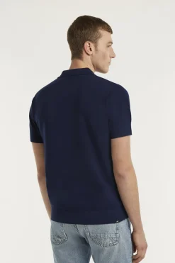 Heren polo korte mouw blauw