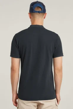 Heren polo korte mouw blauw
