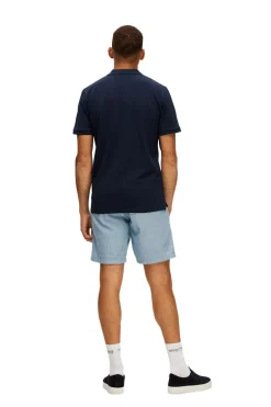 Heren polo korte mouw blauw