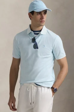 Heren polo korte mouw blauw