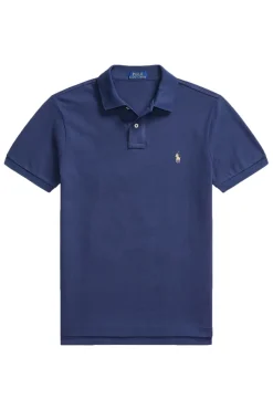 Heren polo korte mouw blauw