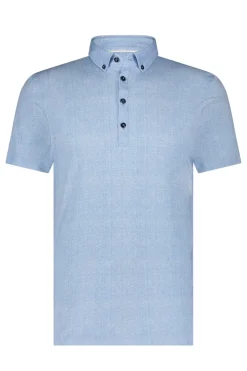 Heren polo korte mouw blauw