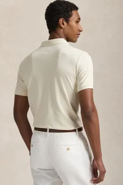 Heren polo korte mouw ecru