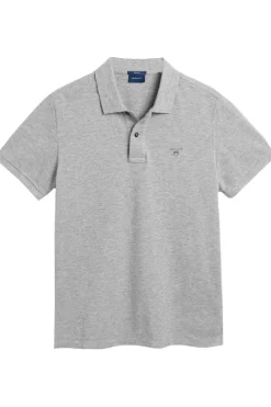 Heren polo korte mouw grijs