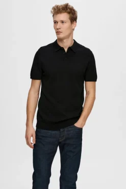 Heren polo korte mouw zwart