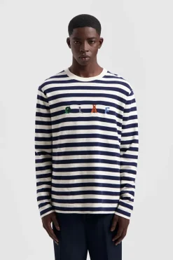 Heren t-shirt lange mouw blauw