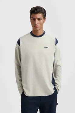 Heren t-shirt lange mouw grijs