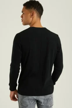 Heren t-shirt lange mouw zwart