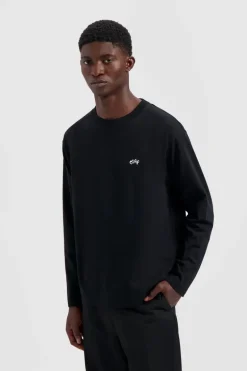 Heren t-shirt lange mouw zwart