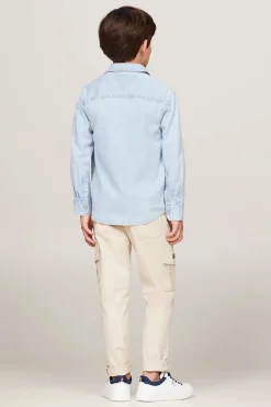 Jongens overhemd lange mouw blauw