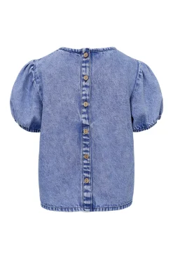 Meisjes blouse korte mouw blauw