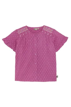 Meisjes blouse korte mouw paars