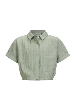 Meisjes blouse korte mouw blauw
